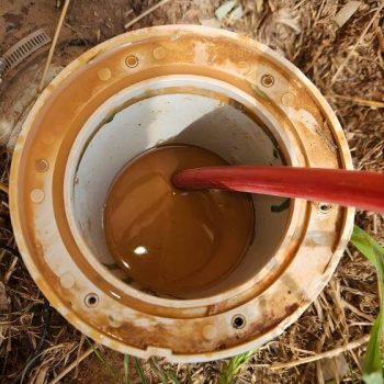 The camera cable going down the drain to see what’s happening inside.